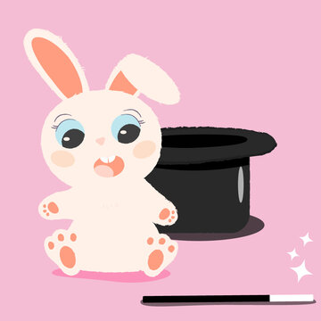 magic bunny with a hat