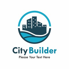 City builder logo template illustration-underwater city. - obrazy, fototapety, plakaty