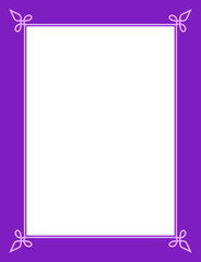 Vector border frame. Pink purple background or book page. Simple rectangular billboard, poster, card, plaque, signboard, sticker, or label 