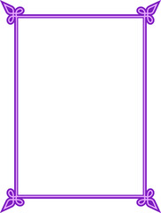 Vector border frame. Pink purple background or book page. Simple rectangular billboard, poster, card, plaque, signboard, sticker, or label 