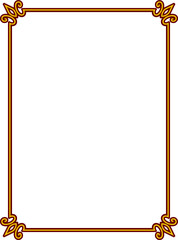 Vector golden red border frame. Background or book page. Simple rectangular billboard, display window, poster, card, plaque, signboard, sticker, or label