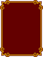 Vector golden red border frame. Background or book page. Simple rectangular billboard, display window, poster, card, plaque, signboard, sticker, or label