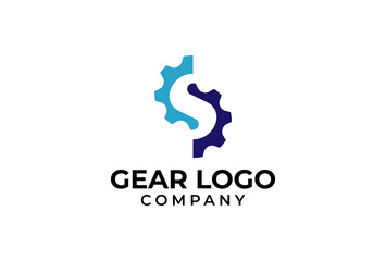Initial S Gear Logo negative space letter S  from two gear combination vector illustration