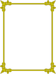 Vector border frame. Golden yellow background or book page. Simple rectangular billboard, poster, card, plaque, signboard, sticker, or label 