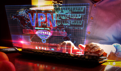 VPN trolling and broadcast on screen 3d illustration