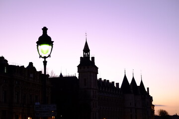 The silhouette of the roof of the Conciergerie palace. The 25th February 2022, Paris, France.