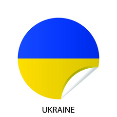 Glossy sticker flag of Ukraine icon. Simple isolated button. Eps10 vector illustration.