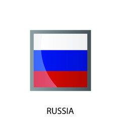 Fototapeta premium Glossy square flag of Russia icon. Simple isolated button. Eps10 vector illustration.