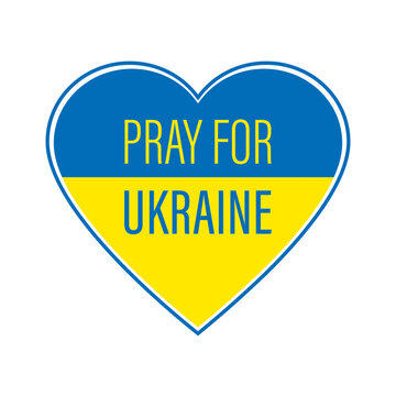 Pray for Ukraine - Heart with colors of the Ukrainian flag