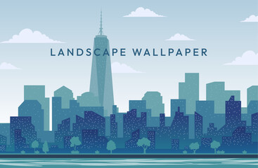 Obraz premium new york landscape green city vector 