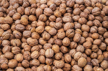 shelled walnut background.