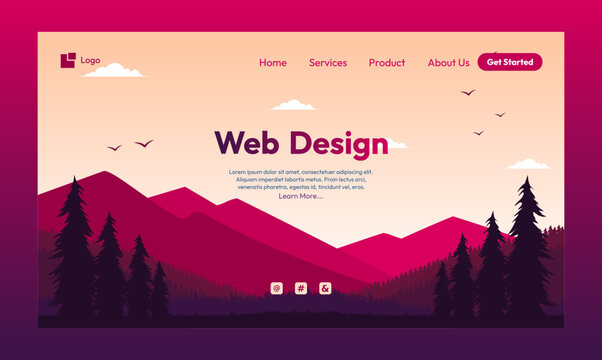 Nature Mountain vector Illustration landing page