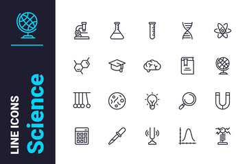 Scientific laboratory and tests icons set