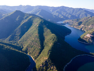 Aerial view of Vacha (Antonivanovtsi) Reservoir, Bulgaria