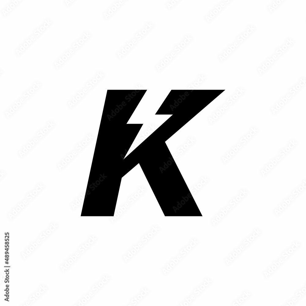 Wall mural initial letter k logo with lightning