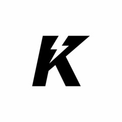 Initial letter K logo with lightning