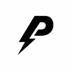 Initial letter P logo with lightning