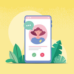 woman talking by smartphone