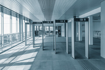 Security checkpoint in the station corridor.