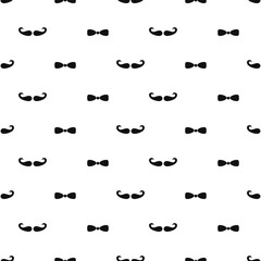 Black bow tie and mustache icon seamless pattern. Vector