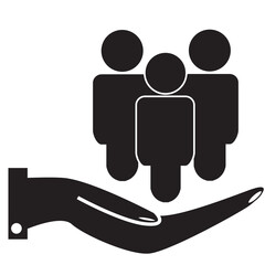 specialized team task force icon on white background. group job concept. hrm sign. flat style.