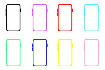 スマートフォンのカラーバリエーションのセットイラスト。