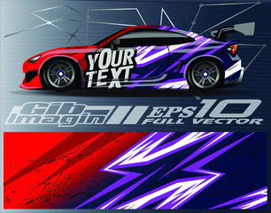 Car wrap design vector. Graphic abstract stripe racing background kit designs for wrap vehicle, race car, rally, adventure and livery