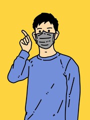 cute face man cartoon on yellow background