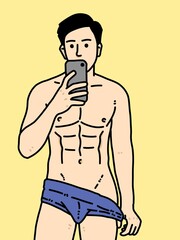 Fototapeta premium cute face man cartoon on yellow background