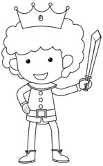 Cute prince oodle outline for colouring