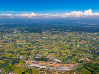 Fototapeta na wymiar Sunny aerial view of the Yangmei District, Taoyuan City