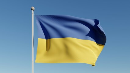 Ukraine national Flag with clear sky, 3d rendered ukraine national flag