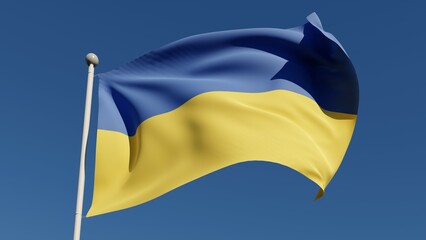 Ukraine national Flag with clear sky, 3d rendered ukraine national flag