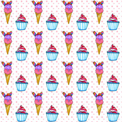 Pattern con gelati e muffins