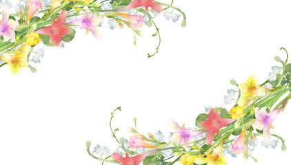 カラフルなフリージアのフレーム