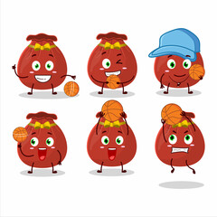 Talented red bag cartoon character as a basketball athlete
