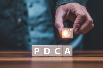 PDCA concept or plan do check action business management concept