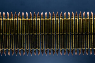 bullets on black background with reflection