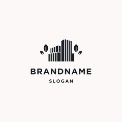 Building leaf logo icon flat design template 
