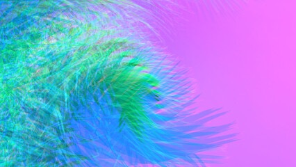 Fototapeta premium Abstract green palm leaves on a pink background