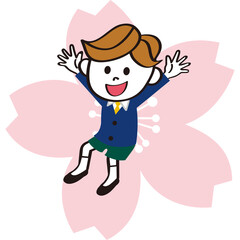 入学式　春　男の子　祝い　桜　