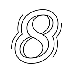 Fototapeta premium eight number line icon vector illustration