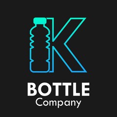 Letter k with plastic bottle logo template illustration