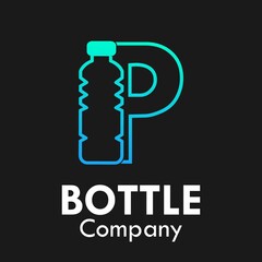 Letter p with plastic bottle logo template illustration