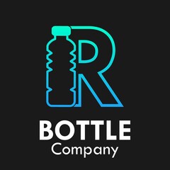 Letter r with plastic bottle logo template illustration