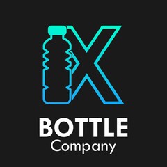 Letter x with plastic bottle logo template illustration