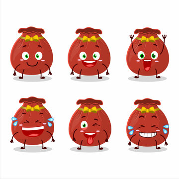 Cartoon character of red bag with smile expression