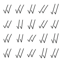 Collection Of 20 Hand Drawn Double Check Marks Vector