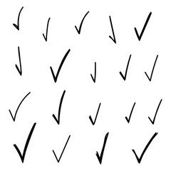 Hand Drawn Check Marks On White Background Vector