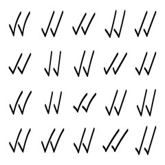 Collection Of 20 Hand Drawn Double Check Marks Vector